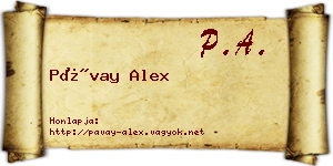 Pávay Alex névjegykártya